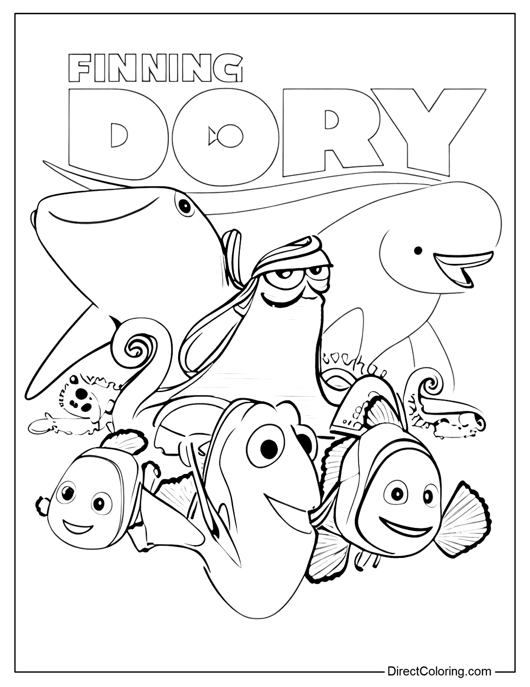 Free Finding Dory Coloring Page